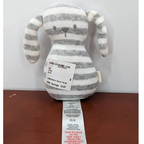 Firsts by Petit Lem Striped Dog Baby Toy Plushie Needs Washed - Picture 1 of 6
